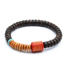 J1247 Tibetan Buddhism Prayer Bracelet Natural Coconut Stretch Mala Bracelet